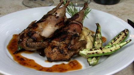Jalepeno Stuffed Quail with Rosemary-Raspberry Demi Glace